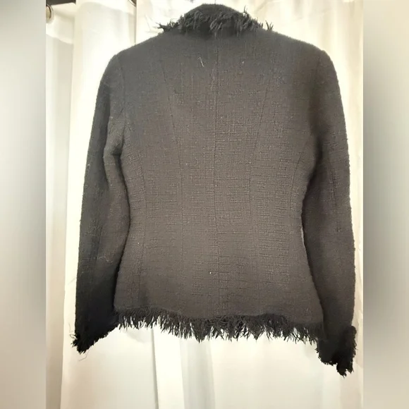 Serena Kay Paris Black Tweed Fringe Blazer | French Bouclé Jacket | Size 36/4-6 - Picture 8 of 11